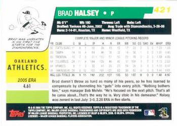 2006 Topps #421 Brad Halsey Back