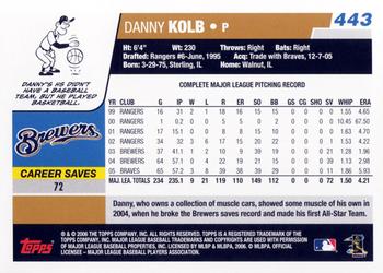 2006 Topps #443 Danny Kolb Back