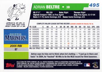 2006 Topps #495 Adrian Beltre Back