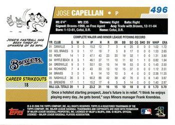 2006 Topps #496 Jose Capellan Back