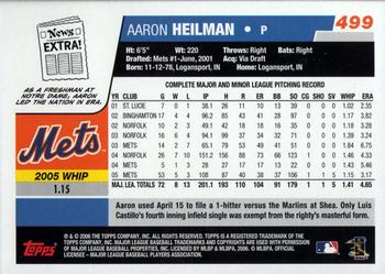2006 Topps #499 Aaron Heilman Back