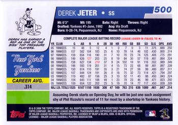 2006 Topps #500 Derek Jeter Back