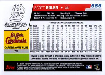 2006 Topps #555 Scott Rolen Back