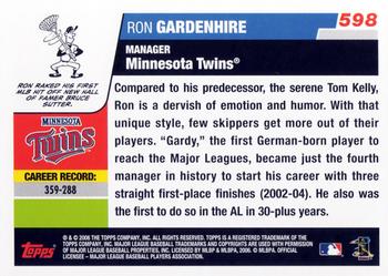 2006 Topps #598 Ron Gardenhire Back
