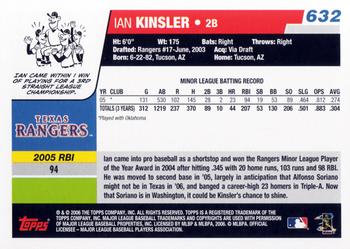2006 Topps #632 Ian Kinsler Back