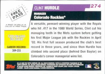 2006 Topps #274 Clint Hurdle Back