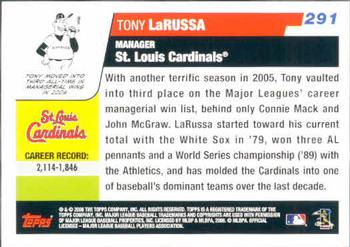2006 Topps #291 Tony LaRussa Back