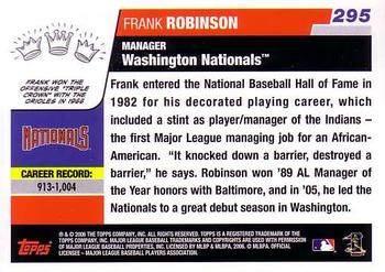 2006 Topps #295 Frank Robinson Back