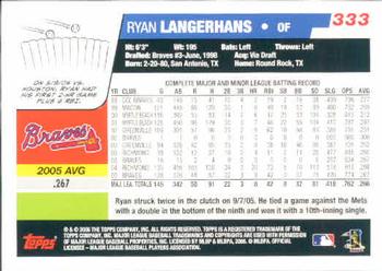 2006 Topps #333 Ryan Langerhans Back