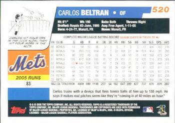 2006 Topps #520 Carlos Beltran Back