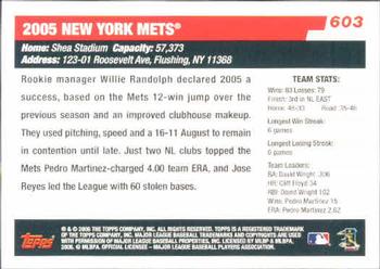 2006 Topps #603 New York Mets Back