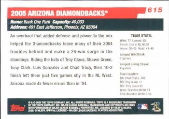 2006 Topps #615 Arizona Diamondbacks Back