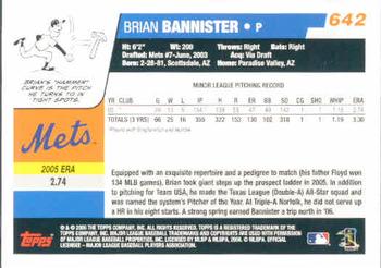 2006 Topps #642 Brian Bannister Back