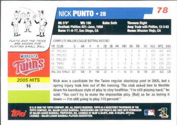 2006 Topps #78 Nick Punto Back