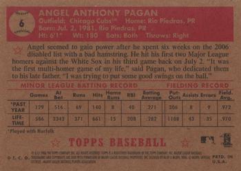 2006 Topps '52 Rookies #6 Angel Pagan Back