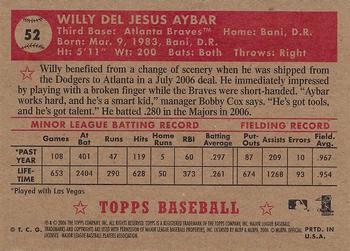 2006 Topps '52 Rookies #52 Willy Aybar Back