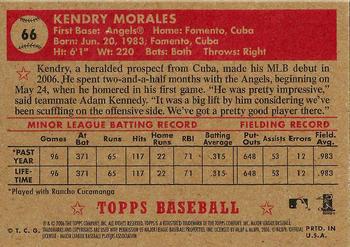 2006 Topps '52 Rookies #66 Kendry Morales Back