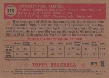 2006 Topps '52 Rookies #219 Ron Flores Back