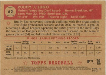 2006 Topps '52 Rookies #62 Ruddy Lugo Back