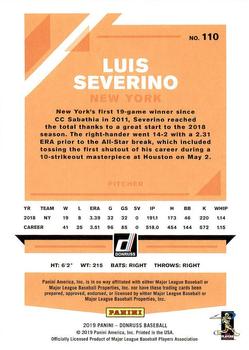 2019 Donruss #110 Luis Severino Back
