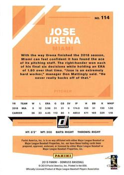 2019 Donruss #114 Jose Urena Back