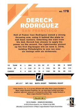 2019 Donruss #178 Dereck Rodriguez Back