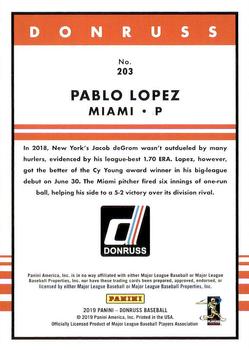 2019 Donruss #203 Pablo Lopez Back