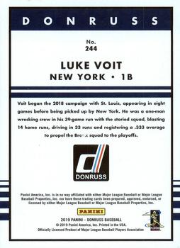 2019 Donruss #244 Luke Voit Back