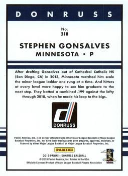 2019 Donruss #218 Stephen Gonsalves Back