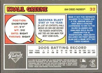 2006 Bazooka #32 Khalil Greene Back
