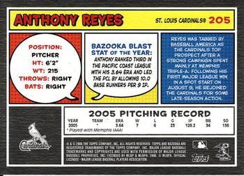 2006 Bazooka #205 Anthony Reyes Back