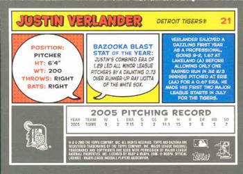 2006 Bazooka #21 Justin Verlander Back