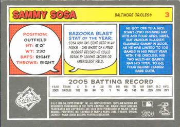 2006 Bazooka #3 Sammy Sosa Back