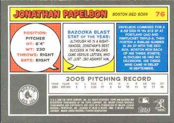 2006 Bazooka #76 Jonathan Papelbon Back