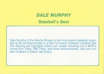 1985 Star Promos #NNO Dale Murphy Back