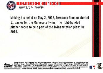 2018 Topps On-Demand Rookie Year in Review #23 Fernando Romero Back