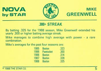 1988-89 Star Nova #5 Mike Greenwell Back