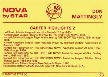 1988-89 Star Nova #23 Don Mattingly Back