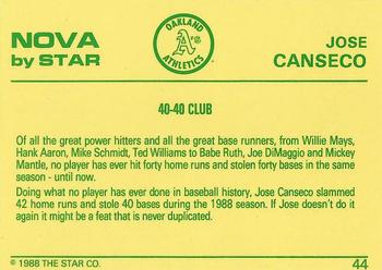 1988-89 Star Nova #44 Jose Canseco Back