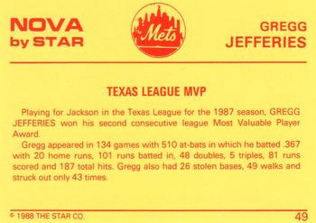 1988-89 Star Nova #49a Gregg Jefferies Back