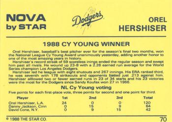 1988-89 Star Nova #70 Orel Hershiser Back