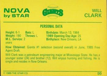 1988-89 Star Nova #99 Will Clark Back