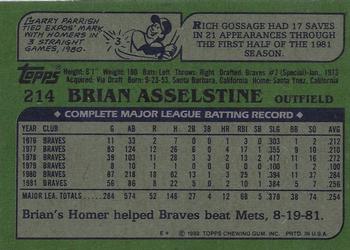 2016 Topps - 65th Anniversary Buybacks Gold Stamp #214 Brian Asselstine Back