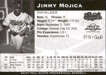 2008 St. Paul Saints #NNO Jimmy Mojica Back