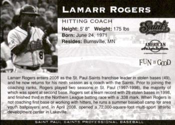 2008 St. Paul Saints #NNO Lamarr Rogers Back