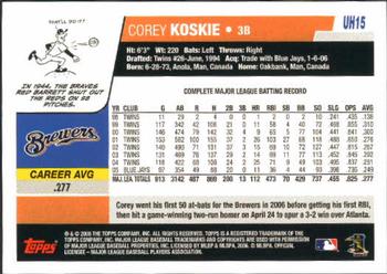 2006 Topps Updates & Highlights #UH15 Corey Koskie Back