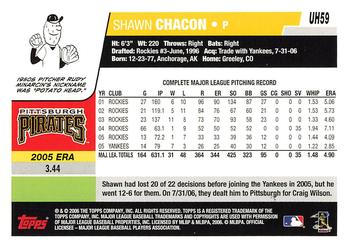 2006 Topps Updates & Highlights #UH59 Shawn Chacon Back