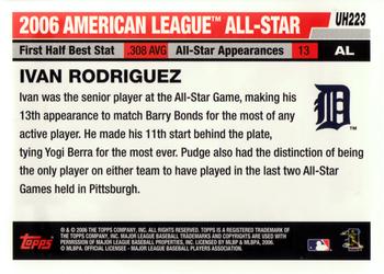 2006 Topps Updates & Highlights #UH223 Ivan Rodriguez Back
