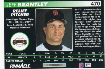 1992 Pinnacle #470 Jeff Brantley Back