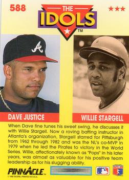 1992 Pinnacle #588 Dave Justice / Willie Stargell Back